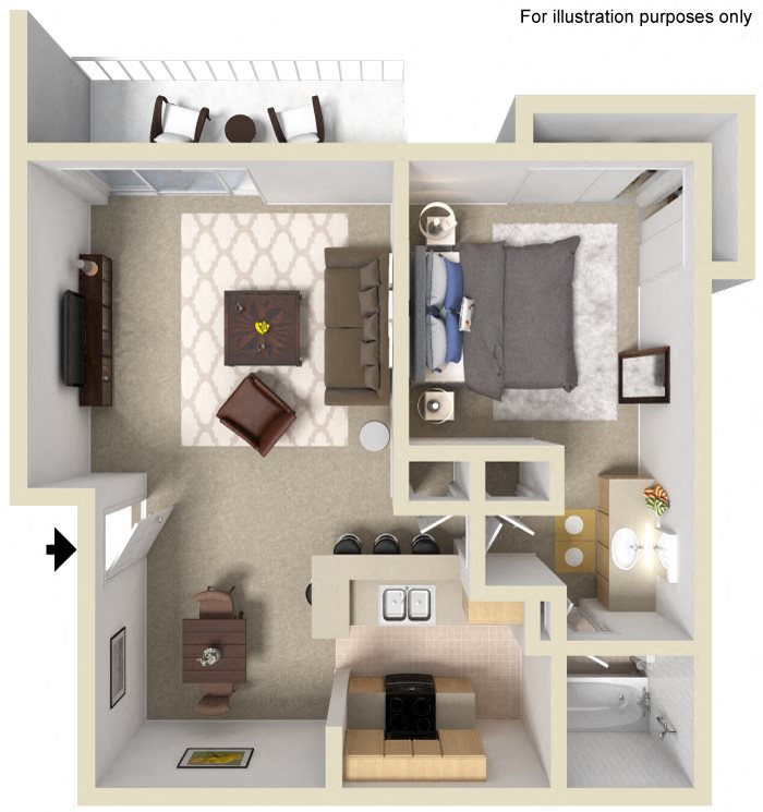 Saratoga Floor Plan - 1 Bed 1 Bath Saratoga Floor Plan - 1 Bed 1 Bath, at The Madison Park Apartment Homes, California